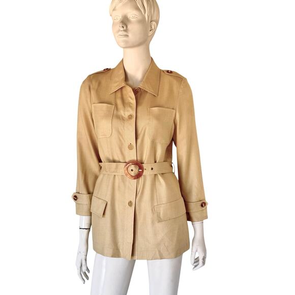 Vintage Valentino Miss V belted safari blouse top size 8 /42 - Picture 2 of 11